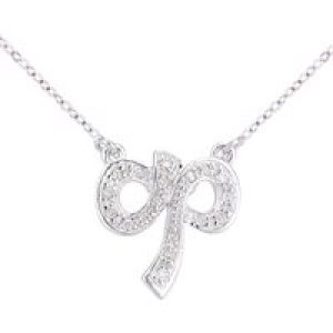 Diamant L’Eternel Womens 9ct White Gold Diamond Bow Necklet of Length 46cm – One Size