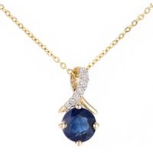 Diamant L’Eternel Womens 9ct Yellow Gold 0.6ct Blue Sapphire and 0.02ct Diamond Pendant – One Size