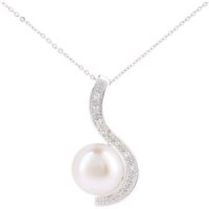 Diamant L’Eternel Womens 9ct White Gold, 0.05ct Diamonds with Cultured pearl Pendant – One Size