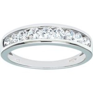 Diamant L’Eternel Womens 9ct White Gold Ladies Stone Set Eternity Ring – Size K