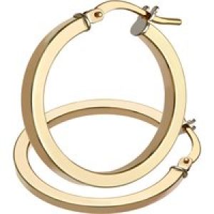 Diamant L’Eternel Womens 9ct Yellow Gold Square Tube Hoop Earrings of 20mm Diameter – One Size