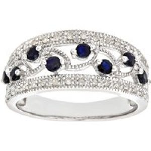 Diamant L’Eternel Womens 9ct White Gold Fancy Sapphire And Diamond Ring – Size P