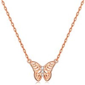 Rose Gold Plated Butterfly Necklace Created with Zircondia® Crystals