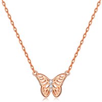 Rose Gold Plated Butterfly Necklace Created with Zircondia® Crystals - Image 2