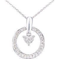 Diamant L'Eternel Womens 9ct White Gold Diamond Heart Charm Pendant Necklace of Length 46cm - One Size - Image 2