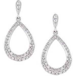 Diamant L’Eternel Womens 9ct White Gold Diamond Earrings in Teardrop Design – One Size