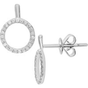 Diamant L’Eternel Womens 9ct White Gold 0.15ct Pave Set Diamond Open Ring Earrings – One Size