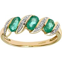 Diamant L'Eternel Womens 9ct Yellow Gold Diamond and Emerald Eternity Ladies Ring - Size I - Image 2