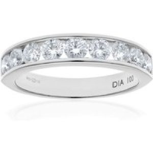 Diamant L’Eternel Womens 18ct White Gold 1ct Certified IJ/I Diamond Channel Set Half Eternity Ring – Size L