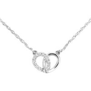 Diamant L’Eternel Womens 9ct White Gold Diamond Linked Hearts Necklet of Length 42cm – One Size