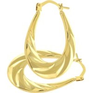 Diamant L’Eternel Womens 9ct Yellow Gold Twist Patterned Creole Earrings – One Size
