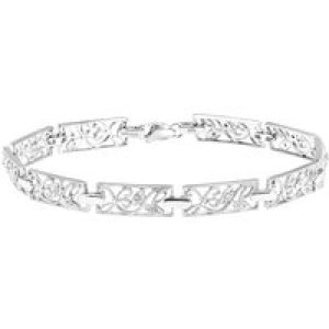 Diamant L’Eternel Womens 9ct White Gold 0.10ct Diamond Filigree Bracelet – One Size