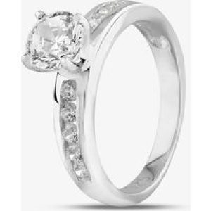 Sterling Silver & Clear Crystal Four Claw Solitaire Ring DPR8208SIL-N