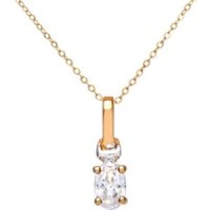 Diamant L’Eternel Womens 9ct Yellow and White Gold Ladies Cubic Zirconia Birth Stone Pendant + 16″ Trace Chain – One Size