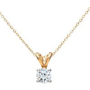Diamant L’Eternel Womens 9ct Yellow Gold Ladies 25pt Single Stone Diamond Pendant + 18″ Trace Chain – One Size