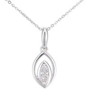 Diamant L’Eternel Womens 9ct White Gold Diamond Eye Design Pendant Necklace of Length 46cm – One Size