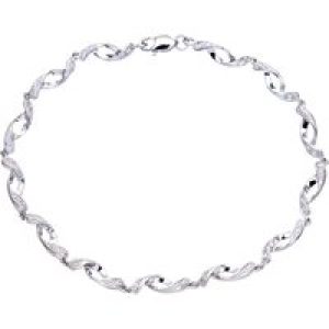 Diamant L’Eternel Womens 9ct White Gold Diamond Set Twist Link Bracelet – One Size