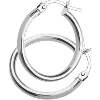 Diamant L'Eternel Womens 9ct White Gold Ladies Hoop Earrings - One Size - Image 2