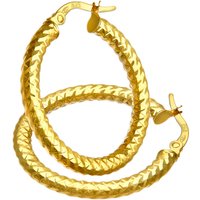 Diamant L'Eternel Womens 9ct Yellow Gold Diamond Cut 20mm Hoop Earrings - One Size - Image 2