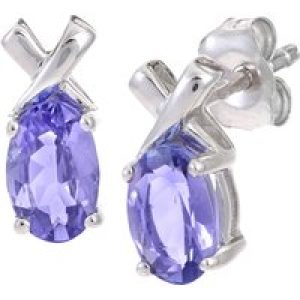 Diamant L’Eternel Womens 9ct White Gold Tanzanite Kiss Earring – One Size