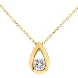 Diamant L’Eternel Womens 9ct Yellow Gold Quarter Carat Diamond Tear Drop Pendant and 18″ Chain – One Size