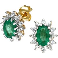 Diamant L'Eternel Womens 9ct Yellow Gold Ladies Diamond and Emerald Earrings - One Size - Image 2