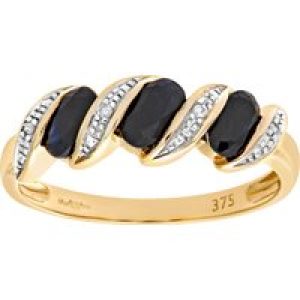 Diamant L’Eternel Womens 9ct Yellow Gold Diamond and Sapphire Eternity Ladies Rng 9ct Gold – Size H