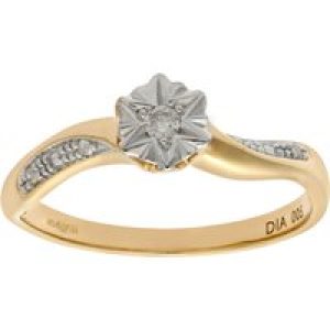 Diamant L’Eternel Womens Ladies 9ct Yellow Gold Diamond Accent Ring – Size L