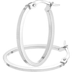Diamant L’Eternel Womens 9ct White Gold Large Classic Square Tubed Oval Hoop Earrings – One Size
