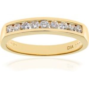 Diamant L’Eternel Womens 18ct Yellow Gold Certified 0.33ct IJ/I Diamond Channel Set Half Eternity Ring – Size M