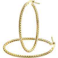 Diamant L'Eternel Womens 9ct Yellow Gold Diamond Cut Large Oval Hoop Earrings - One Size - Image 2
