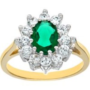 Diamant L’Eternel Womens 9ct Yellow and White Gold Ladies Stone Set Cluster Ring – Size H