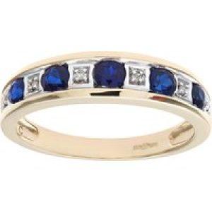 Diamant L’Eternel Womens Round Brilliant Sapphire and Diamonds 9ct Yellow Gold Eternity Ring – Size P