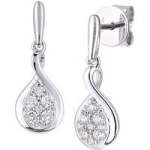 Diamant L’Eternel Womens 18ct White Gold Diamond Drop Earrings – One Size