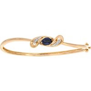 Diamant L’Eternel Womens 9ct Yellow Gold Diamond And Sapphire Crossover Bangle – One Size