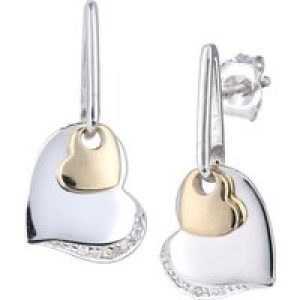 Diamant L’Eternel Womens 9ct Yellow and White Gold Diamond Heart Earrings – One Size