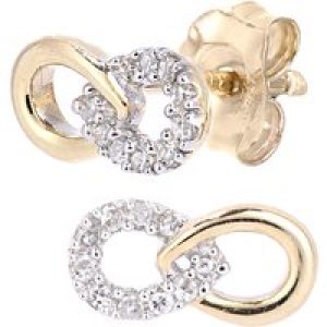 Diamant L’Eternel Womens 9ct Yellow Gold Diamond Link Earrings – One Size