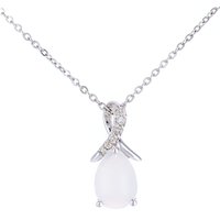 Diamant L'Eternel Womens 9ct White Gold 0.48ct Opal and 0.02ct Diamond Pendant - One Size - Image 2
