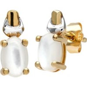 Diamant L’Eternel Womens 9ct Yellow and White Gold Ladies Pearl Birth Stone Earrings – One Size