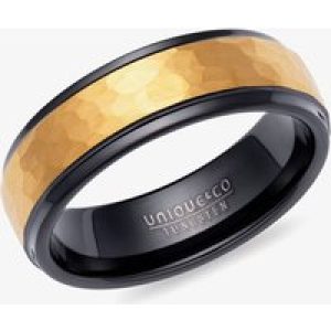Unique Tungsten Black & Gold-Tone Hammered Ring TUR-164-66