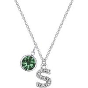 Pave Preliminary S Necklace with Birthstone Attraction Created with Zircondia® Crystals