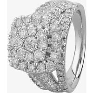 9ct White Gold 2.00ct Diamond Shouldered Cushion Cluster Ring THR18930-200 O