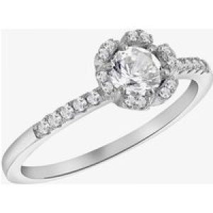 Silver Cubic Zirconia Flower Shoulder Set Ring 8.84.0801 Q