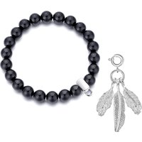 Black Onyx Gemstone Stretch Bracelet with Allure Created with Zircondia® Crystals - Image 2