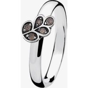 Spinning Silver Oak Leaf Brown Cubic Zirconia Ring 70811