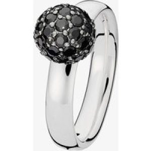 Spinning Silver Black Magic Cubic Zirconia Ball Ring 81209