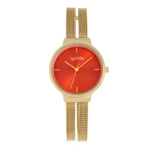 Sophie & Freda Womens and Sedona Bracelet Watch – Orange Stainless Steel – One Size
