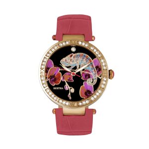 Bertha Womens Camilla Mother-Of-Pearl Leather-Band Watch – Coral Stainless Steel – One Size