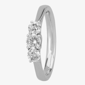 1888 Collection Platinum 0.57ct Diamond Trilogy Ring R3-145(.57CT PLUS)- H/SI1-SI2/0.58ct