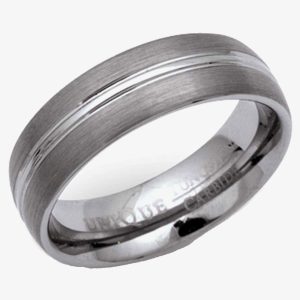 Unique Mens Tungsten Carbide 7mm Polished and Brushed Ring TUR-9-66